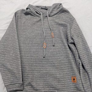 Light Gray Men's Large Hoodie Emperor Jacquard Long Sleeve Hooded Sweatshirt